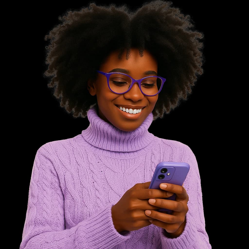 A happy Gadahere user chatting and shopping